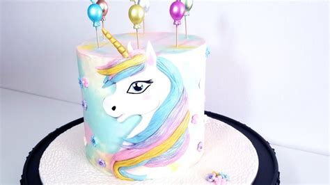 unicorn cake كيك اليونيكورن او حصان وحيد القرن و طريقة نقل رسم كرتوني على عجين السكر - YouTube