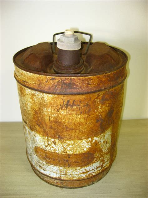 Vintage Metal Gas Can Pre-1950s Collectible Barrel Keg Liquid Container