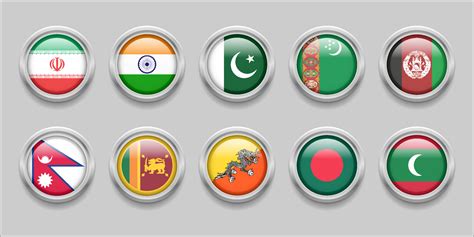 SOUTH ASIA Flags Set Collection 3D round flag, badge flag, Sri Lanka ...