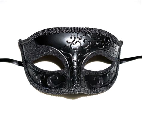 BeMasqued Black Venetian Half-Face Eye Mask Unisex Adult Men Women Masquerade Prom Mardi Gras ...