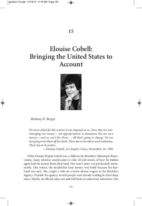 (PDF) Elouise Cobell: Bringing the United States to Account | Bethany Berger - Academia.edu