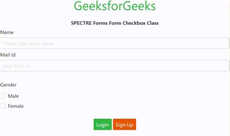 Spectre Forms Form Checkbox - GeeksforGeeks