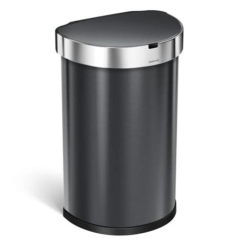 simplehuman 45-Liter Black Stainless Steel Steel Touchless Trash Can with Lid in the Trash Cans ...