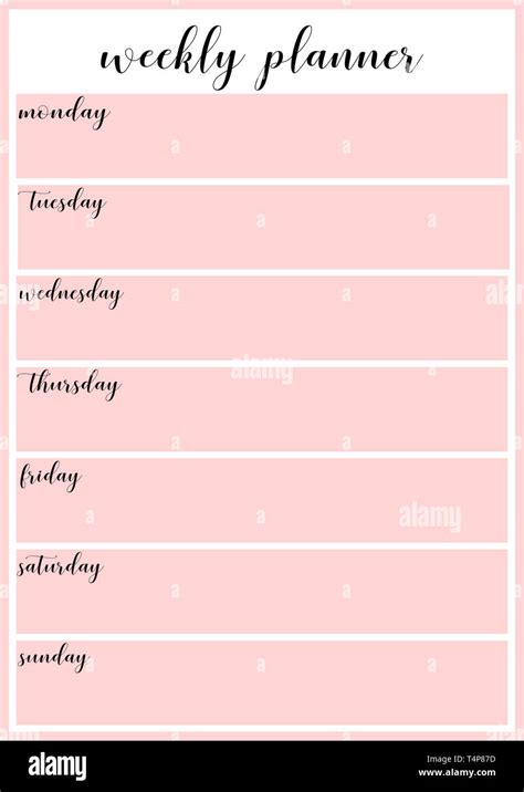 Weekly planner template. Organising,planning, schedule planner. Pink ...