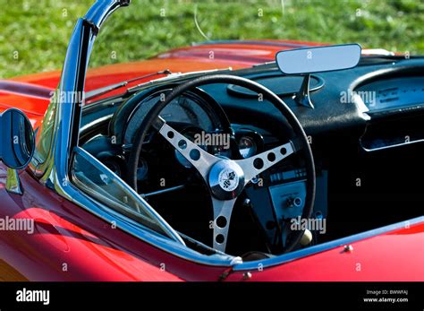 A red 1962 Chevrolet Corvette Convertible interior Stock Photo - Alamy