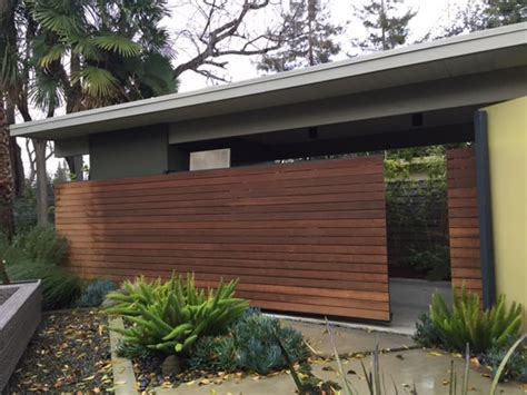 Mid-century Modern Courtyard with Sliding Ipe Fence. Ipe wood ... # ...