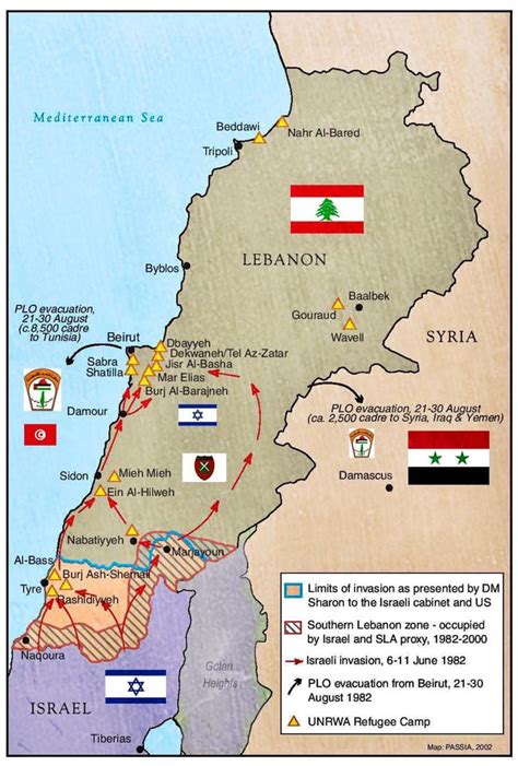 1982: Israel invades Lebanon to defeat the PLO : r/MapPorn