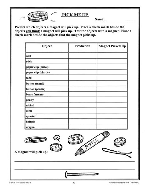 Magnet Mania: Pick Me Up Experiment - WORKSHEET - Grades 4 to 7 - eBook ...