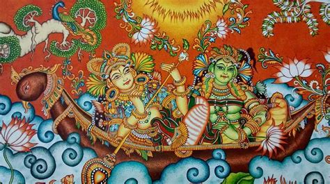 Rendezvous on the lake - Kerala Mural Painting Painting by Devaki Mulanjur - Fine Art America