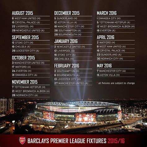 See Arsenal's 2015/16 Premier League fixtures in our infographic and read about it here ...