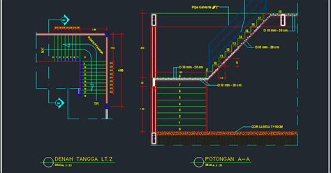 Detail Tangga Bentuk L - Contoh Gambar AutoCad