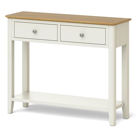 Oak Top Cream Painted Console Table | Roseland Furniture