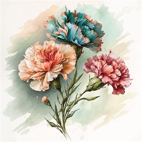 Premium Vector | Carnation flowers watercolor paint