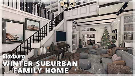 BLOXBURG: Winter Suburban Family Home Speedbuild (interior + full tour) Roblox House Build - YouTube