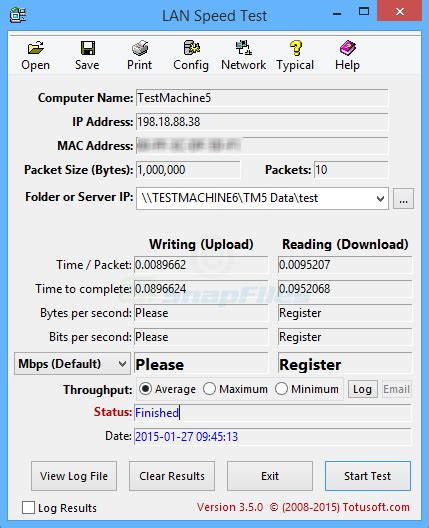 LAN Speed Test screenshot and download at SnapFiles.com