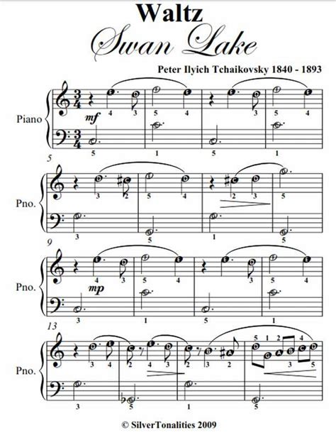 Waltz from Swan Lake Easy Piano Sheet Music eBook by Peter Ilyich ...