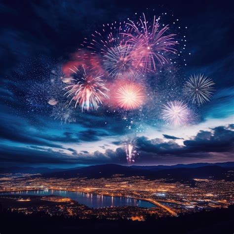 Premium AI Image | fireworks above a city