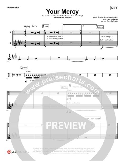 Your Mercy Percussion Sheet Music PDF (Paul Baloche) - PraiseCharts