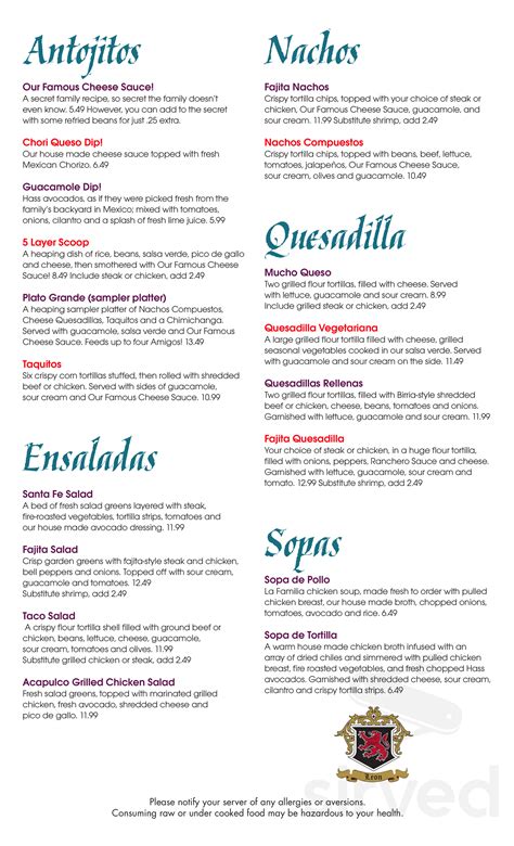 Acapulco Mexican Restaurant menus in Woodbury, Minnesota, United States