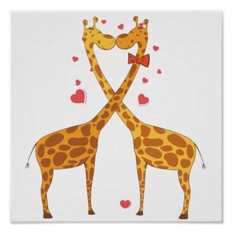 Giraffes in Love Poster | Zazzle | Giraffe art, Giraffe drawing, Giraffe