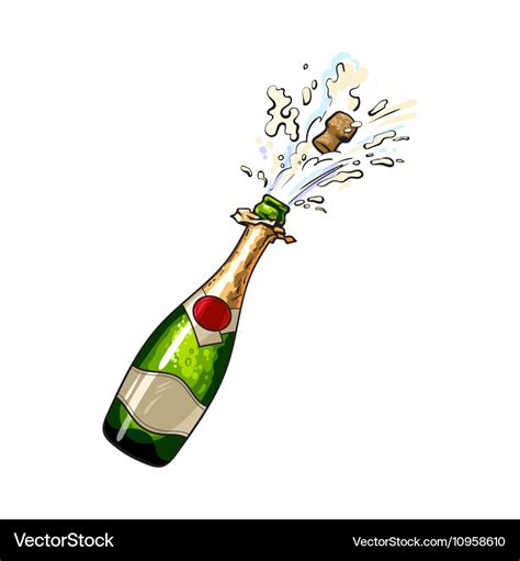 Champagne bottle with cork popping out Royalty Free Vector