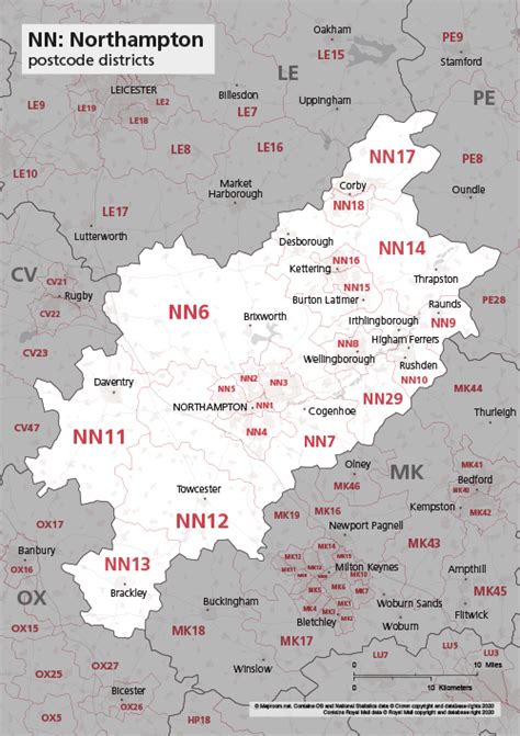 Map of NN postcode districts – Northampton – Maproom