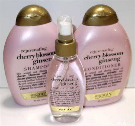 Review | Organix Rejuvenating Cherry Blossom Ginseng Shampoo, Conditioner and Shine Finish Spray ...