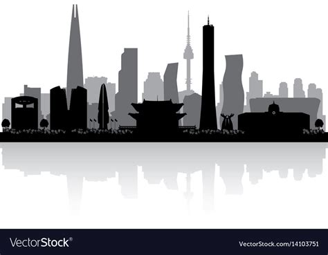 Seoul south korea city skyline silhouette Vector Image