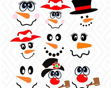 Snowman and Snow Woman Faces Svg / Dxf / Eps / Png Files. - Etsy UK | Kerst vinyl, Kerst ...