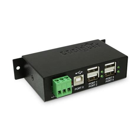 Industrial 4-Port USB 2.0 Powered Hub for PC-MAC DIN-RAIL Mount | Coolgear