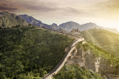 Wonderful Great Wall of China at Sunrise Time Stock Image - Image of ...