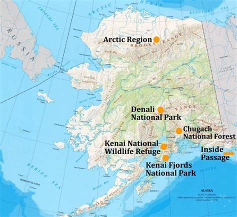 Map of Alaska with National Parks