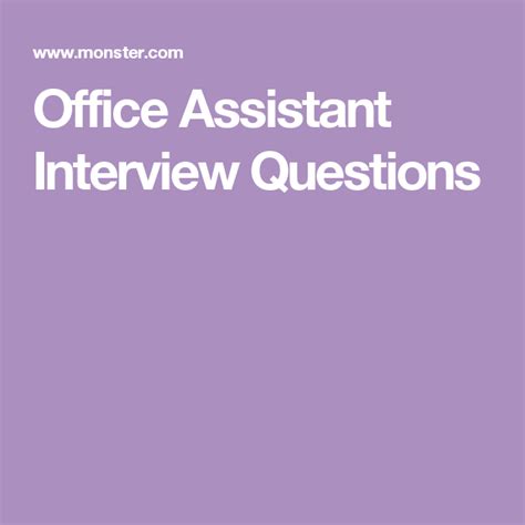 Office Assistant Interview Questions | Office assistant, Office ...