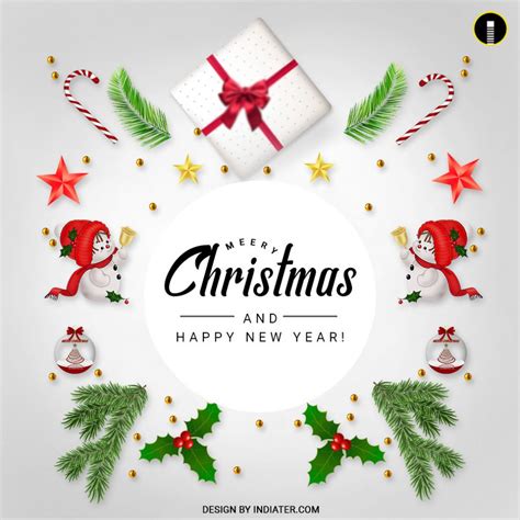 Luxury We Wish You a Merry Christmas Card Design Frame Free PSD Template - Indiater