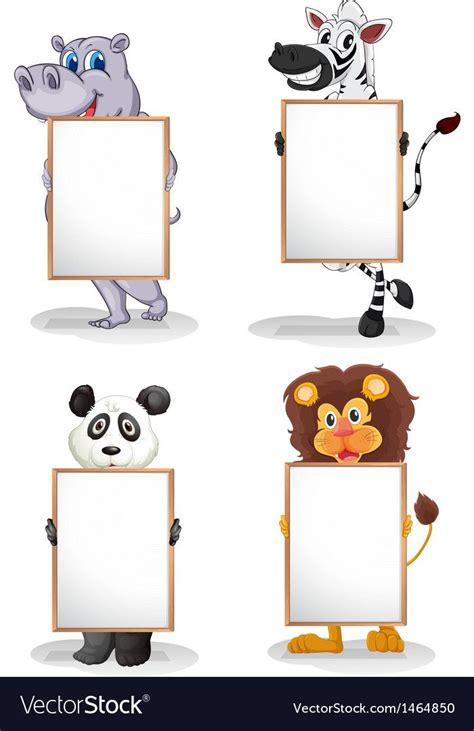 the four different animals with empty whiteboards on a white background. Download a Free Previ ...