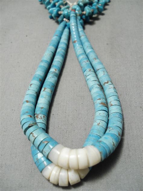 Incredible Vintage Navajo Turquoise Heishi White Shell Necklace & Jacl ...