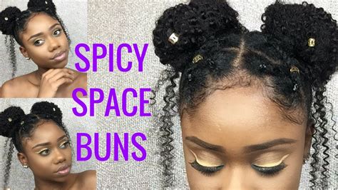 CUTE HairStyle For SHORT 4c/b/a NATURAL HAIR || SPICY SPACE BUNS || Better Lengths Clip-ins ...