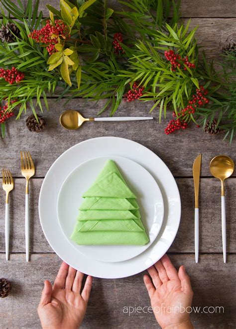 Christmas Tree Napkin Folding in 2 Minutes - A Piece Of Rainbow