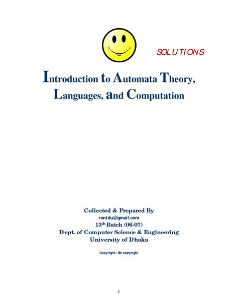 SOLUTION: John hopcroft rajeev motwani jeffrey ullman introduction to automata theory languages ...