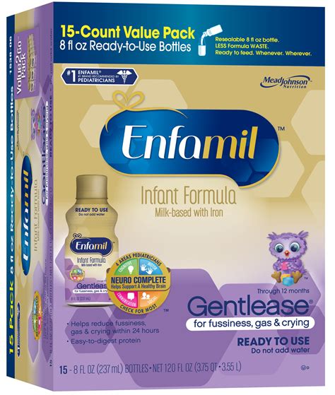 Enfamil Gentlease NeuroPro Ready to Feed Infant Formula Bottles - 8 fl oz Each/12ct – BrickSeek