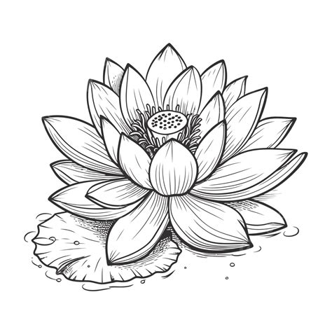Black And White Drawing Of A Lotus Flower Outline Sketch Vector, Flower Drawing, Wing Drawing ...