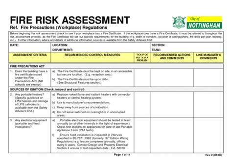 Free Workplace Risk Assessment Template Pdf | Fire risk assessment, Assessment, Onenote template