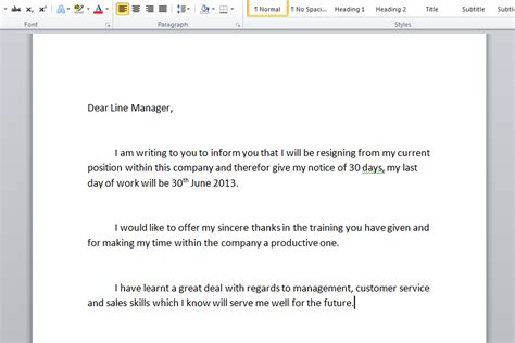 Draft Letter Of Resignation Template | Great Professional Template