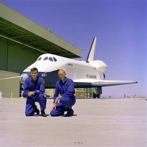 The first crew members for the Space Shuttle Approach and Landing Tests (ALT) are photogr ...