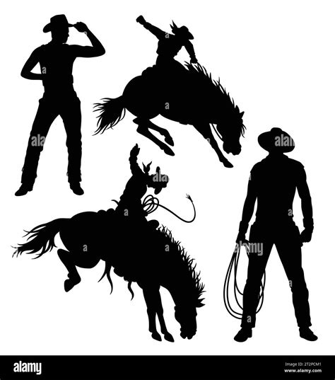 cowboy riding a horse pose silhouette Stock Vector Image & Art - Alamy