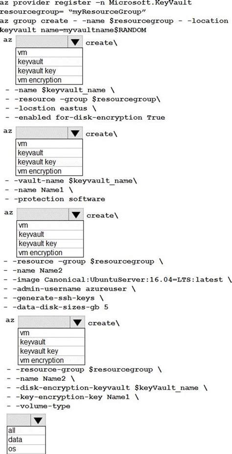 How should you complete the Azure Cli commands? - Exam4Training