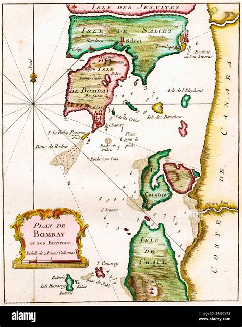 18th century map of Bombay - Island and Coast and Salsette Island Stock Photo - Alamy