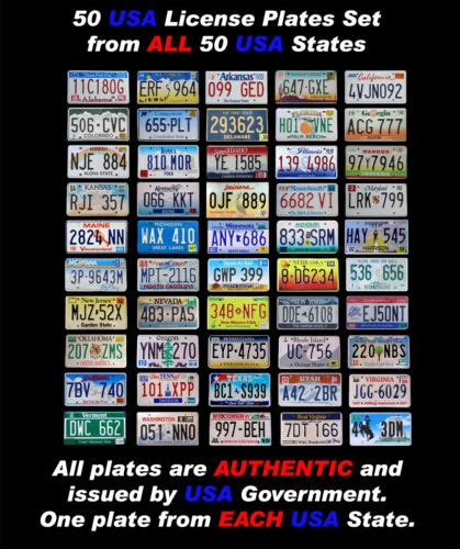 50 UNITED STATES LICENSE PLATES SET NUMBER TAG USA LOT + 1 BONUS GRAPHIC PLATE! | eBay