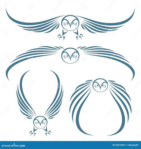 Flying owls tattoo stock vector. Illustration of mascot - 26576951