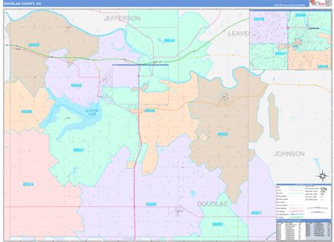 Douglas County, KS Wall Map Color Cast Style by MarketMAPS - MapSales